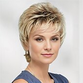 cheap Older Wigs-Synthetic Wig Curly With Bangs Machine Made Wig Short A1 A2 A3 A4 A5 Synthetic Hair Women&#039;s Soft Fashion Easy to Carry Blonde Brown Silver