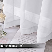 ieftine Perdele &amp; Draperii-Perdele transparente albe cu buzunar pentru tijă, pentru sufragerie, lungime de 119 cm, panou din voal solid, cu frunze, filtru de lumină pentru intimitate, pentru dormitorul copiilor, fiecare panou