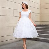 preiswerte Kleider-Retro Vintage 1950er Rockabilly Midlänge A-Linien-Kleid Ausgestelltes Kleid Übergröße Blumen A-Linie Damen Urlaub Heimkehr Party &amp; Abend Erwachsene Kleid Frühling &amp; Sommer