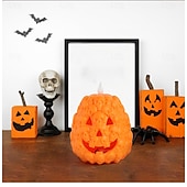 cheap Halloween Indoor-1 Pc Halloween Skeleton Pumpkin LED Electronic Candlelight Indoor and Outdoor Party Atmosphere Nightlight Colorful Dimming