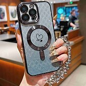 levne Pouzdra pro iPhone-telefon Carcasă Pro iPhone 16 Pro Max iPhone 15 Pro Max iPhone 16e iPhone 14 Pro Max iPhone 13 Pro Max Zadní kryt s Lanyardem Podpora bezdrátového nabíjení Nežloutnoucí Zářící barvy Uhlíkové vlákno