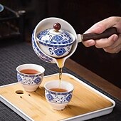 Недорогие Кухонная утварь и гаджеты-Чайник для заваривания чая с вращением на 360 градусов, портативный дорожный набор для кунг-фу, чашка для ленивого заваривания, быстрозавариваемая посуда с ситечком для домашнего офиса и использования