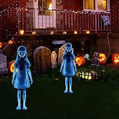 cheap Halloween Outdoor Decor-2pcs of Halloween Metal Yard Signs Double Ghost Garden Stakes Perfect for Horror Zombie And Vampire Themes Outdoor Yard Patio Garden Decor