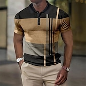 economico Polo color block da uomo-Per uomo Plaid Magliette Polo a Nido d&#039;Ape Maglia da golf Manica Corta Magliette polo Camicie con Colletto Vintage Casual Abbigliamento da vacanza Abbigliamento Formale Abbigliamento da festa Bottoni