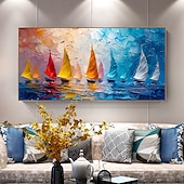 voordelige Schilderijen van landschappen-Mintura handgemaakte abstracte bost olieverfschilderijen op canvas wanddecoratie moderne scheepslandschap foto voor huisdecoratie opgerolde lijstloze ongespannen schilderij