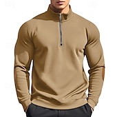 abordables sudaderas de lana-Hombre Sudadera Sudadera con cremallera Sudadera con capucha de lana Negro Vino Color Camello Gris Claro Gris Oscuro Cuello Mao Plano Cerrar Retazos Cremallera de un cuarto Deporte Casual Diario Ropa