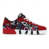 cheap Men&#039;s Sneakers-Men&#039;s Sneakers Walking Casual PU Leather Canvas Comfortable Slip Resistant Breathable Lace-up Black White Red Summer Spring