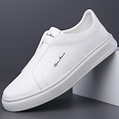 billige Sneakers til herrer-Herre Treningssko Gange Fritid Mikrofiber Bekvem Sklisikker Pustende Nylonteip Tøfler Svart Hvit Blå Sommer Vår