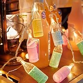 economico Luci di Natale-Barra LED con luci d&#039;atmosfera da 2 m e 10 LED, alimentata a batteria, bottiglia di birra, bottiglia dei desideri, luci fatate, campeggio, festa, casa, balcone, giardino, Natale, Capodanno,