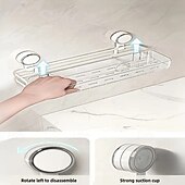 economico Rack di archiviazione-mensola da bagno con ventosa montata a parete, mensola impermeabile per cosmetici con drenaggio, perfetta per il bagno &amp;organizzazione della cucina