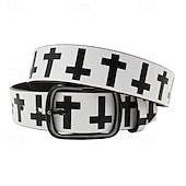 cheap Men&#039;s Belt-Men&#039;s Belt Waist Belt Black White Dermis Alloy Durable Adjustable Cross Outdoor Daily
