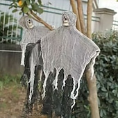 お買い得  ハロウィンの屋外装飾-ハロウィーンの大きな吊り下げゴーストの恐ろしい頭蓋骨の装飾、お化け屋敷と脱出部屋の小道具、バー、KTV、パーティー、不気味なハロウィーンの装飾のための魔女とホラーシーンのセットアップ