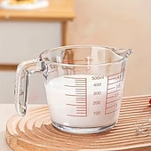 levne Kuchyňské náčiní a pomůcky-Odměrka z žáruvzdorného skla o objemu 16,91 oz s rukojetí, velkokapacitní, vhodná do mikrovlnné trouby a trouby, kuchyňský hrnek na pečení s odměrkami