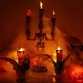 billige Halloween innendørs-1 stk halloween flaggermus glødende led elektronisk stearinlys simulering stearinlysholder dekorasjonslys innendørs og utendørs feststemning dekorasjonslys lilla oransje