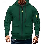 economico felpe in pile-Per uomo Felpa con cappuccio Felpa con cappuccio in pile Felpa con cappuccio tattica Nero Bianco Vino Verde militare Rosso Con Cappuccio Semplice Tasca Sport &amp; Outdoor Casuale Quotidiano Streetwear
