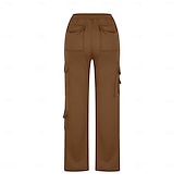 abordables pantalon cargo femme-Femmes Pantalons Cargo Chinos Occasionnel Athlétique Longueur mollet Naturel Uni Ceinture Élastique Poches multiples Confortable Respirabilité Décontracté Quotidien Abricot Bleu de minuit Café Bleu