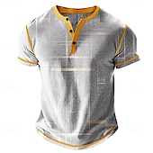 halpa Geometrinen-Miesten Kuvitettu Abstrakti Henley-paita Vohveli T-paita Lyhythihainen Päivittäin Retro / vintage Klassinen Urheilu ja ulkoilu Kausaliteetti Pyhäpäivä Kevät kesä Kaikki vuodenajat Vaalea