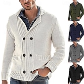 voordelige heren vest trui-Voor heren Trui Vest Trui Geribd breien Normale tops Gebreid Effen Omgeslagen kraag Opwarm Kleding Modern eigentijds Casual Alledaagse kleding Kleding Lente &amp; Herfst Zwart Wit M L XL