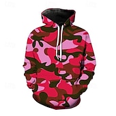 abordables sweats à capuche basiques pour hommes-Homme Sweat à capuche Rose Claire Rouge Bleu Roi Bleu Vert À capuche Camouflage Avec Poches Sport &amp; Loisir Quotidien Fête Polyester Streetwear Basique Occasionnel Printemps Automne Vêtement Tenue