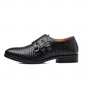 economico Formale-scarpe da uomo con triplo cinturino in similpelle intrecciata e testurizzata – design con fibbia unica per uomini alla moda, banchetti e ricevimenti serali