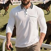preiswerte Klassisches Poloshirt für Herren-Herren Golfshirt Golf Poloshirts Arbeit Lässig Revers Kurzarm Basic Modern Farbblock Knöpfe Frühling Herbst Normale Passform Aprikose Schwarz Weiß Gelb Rote Marineblau Golfshirt