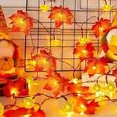cheap Halloween Lights-Halloween Solar Pumpkin Maple Leaf Fairytale String Lights 6.5m 30LED Outdoor Waterproof Garden Lights Thanksgiving Halloween Party Atmosphere Home Balcony Terrace Yard Porch Decoration