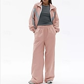 رخيصةأون بدلات رياضية-نسائي بدلة رياضية بنطلونات بنطلون رياضي رباط جيب ألوان متناوبة أطقم ملابس رياضية الربيع أسود أحمر الصالة الرياضية تدريب ركض خصر عالي ضد الهواء خفة الوزن رطوبة فتل كم طويل رياضة ألبسة رياضية مرن نسبياً