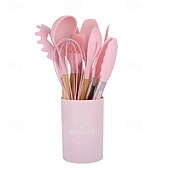 cheap Kitchen Utensils &amp; Gadgets-12-Piece Silicone Kitchen Utensil Set, Non-Stick Cooking Tools Including Spatula, Turner, Tongs, and Whisk, Heat Resistant Silicone Cooking Utensils for Baking and Stirring