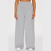 abordables pierna ancha y cintura alta-Mujer Perneras anchas Chinos Casual Medio corto Cintura Media Plano Perneras anchas Cintura elástica Confortable Transpirabilidad Deporte Casual Diario Negro Amarillo Rosa Vino Primavera Otoño Holgado