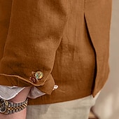 abordables Vêtements d&#039;extérieur élites pour hommes-Hommes Blazer 100% lin Veste blazer Blazer en lin Formel Mariage Noël Élégant ancien Été Printemps 100% Lin Couleur Unie Avec Poches Boutonnage simple deux boutons veste Noir Blanche Orange Vert