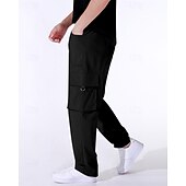 economico Pantaloni cargo-Per uomo Pantaloni Cargo Pantaloni Elastico in vita Coulisse Multi-tasche Semplice Mimetico Indossabile All&#039;aperto Quotidiano Campeggio &amp; Escursionismo Moda Classico Nero Verde militare