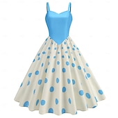 abordables Robes-Rétro Vintage Années 1950 Rockabilly Midi Robe trapèze Robe Évasée Coupe ajustée et évasée À pois Femmes Halloween Carnaval Vacances Décontracté Quotidien Soirée à thème rétro Adultes Robe Printemps