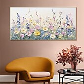 economico Quadri fiori/botanica-dipinto a olio fatto a mano, dipinto a mano, orizzontale, astratto, 3D, spatola, floreale/botanico, moderno, tela arrotolata (senza cornice)