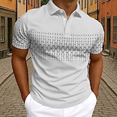 ieftine Polo geometric pentru bărbați-Bărbați Polo Afaceri Casual Răsfrânt Manșon scurt Geometric Nasturi Vară Negru Alb Albastru Gri Deschis Polo