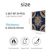 お買い得  ウォールステッカー-24枚のモロッコ風タイルステッカー、厚手のクリスタルフィルムPVC壁用デカール、防水 &amp;耐油性、取り外し可能なレトロなタイル壁装飾、バスルーム、キッチン、ヴィンテージホーム