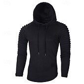 economico felpe con cappuccio da uomo di base-Per uomo Felpa con cappuccio Nero Bianco Cachi Grigio Con Cappuccio Semplice Testurizzato Cool Casual Inverno Tutte le stagioni Abbigliamento Felpe con cappuccio Felpe