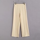 economico pantaloni eleganti da donna-Per donna Pantaloni Eleganti Gamba larga Pantaloni Moda Streetwear Lunghezza intera Vita Alta Semplice Elastico in vita Traspirabilità Confortevole Streetwear Abbigliamento quotidiano Uscire Nero