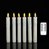 economico Luci di candela-6 candele elettroniche di simulazione di Halloween e Natale da 16,5/17,5/22,5 cm, con telecomando, batteria AAA, per interni ed esterni, per feste nuziali, decorazioni luminose