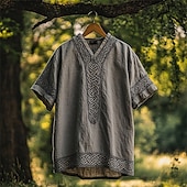 levne Vintage trička-Pánské Tričko Trička Tričko s krátkým rukávem Tričko Top Krátký rukáv Do V Léto Etno Strom života Yggdrasil Vinobraní Designové Základní Tisk Dovolená ulice Jdeme ven Trávová zelená Šedá Top tričko