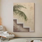 cheap Landscape Paintings-Handmade Oil Paintings Canvas Wall Art Decoration Modern Wabi-Sabi Style Large Leaves for Home Dining Room Decor Rolled Frameless Unstretched Painting