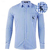 economico Camicie bavaresi-Oktoberfest Camicia in pelle di daino Quadri Stampa di cervo Bavarese Tedesco Prati Per uomo Carnevale Festa della birra Panno in stile tradizionale