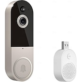 cheap Tool Accessories-Smart Video Doorbell with Wireless Chime, Night Vision Camera, Two-Way Audio (T50 Beige (Including Dingdong, USB Cable))