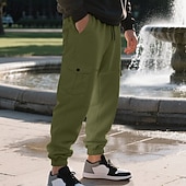 economico Carico-Per uomo Pantaloni sportivi Pantaloni da tuta Joggers Pantaloni da Tuta Cargo Tasca Elastico in vita Coulisse Semplice Comodità Sport all'Aperto Quotidiano Moda Casual Verde militare Nero