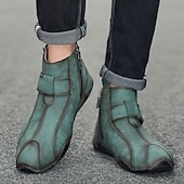 abordables Bottines-Bottines rétro faites main pour hommes avec fermeture velcro – bottes de marche décontractées et artistiques pour hommes créatifs et tenues urbaines de tous les jours