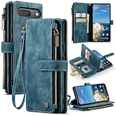 abordables Coques Samsung-téléphone Coque Pour Samsung Galaxy Pixel 8 Pro Pixel 9 Pixel 9a Étui Portefeuille Fermeture Éclair avec Lanière Support TPU faux cuir