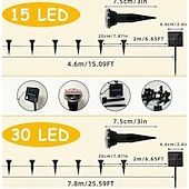 olcso Földi fények-napelemes vezetőoszlopos talajlámpák 15/30 db-os lapos napelemes lámpák kültéri, vízálló napelemes korongos tájvilágítás kerti ösvényre, falra, lépcsőkre, teraszokra, udvarra, gyepre, járdára (meleg