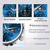 baratos Relógios Quartz-um novo relógio de negócios masculino olevs com pulseira de aço, cronógrafo luminoso com indicação de 24 horas, relógio de quartzo multifuncional resistente à água, relógio de pulso esportivo casual