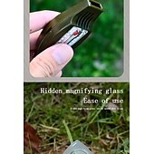 cheap Camping Equipment-4-in-1 Outdoor Survival Tool Compass Magnifying Glass Thermometer &amp; Emergency Whistle - Durable ABS Material
