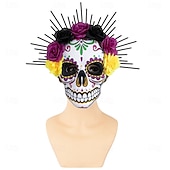 baratos Máscaras-Crânio de açúcar Dia das Bruxas Máscara Assustador Cara Completa Adulto Mulheres Dia Das Bruxas Carnaval Dia dos Mortos Espetáculo Festa Fantasias fáceis de Halloween Vestir-se