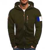 abordables sweats à capuche basiques pour hommes-Homme Sweat à capuche Sweat à capuche zippé intégral Veste de survêtement Noir Blanche Vin Vert Véronèse bleu marine À capuche Uni Zip Up Patchwork Poche Avant Sport &amp; Loisir Occasionnel Quotidien